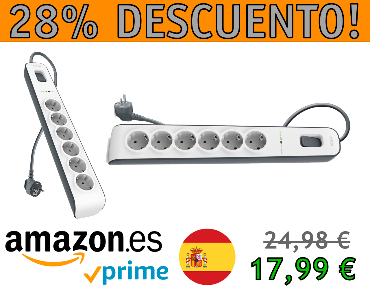 REGLETA DE PROTECCIÓN CONTRA SOBRETENSIONES 6 TOMAS