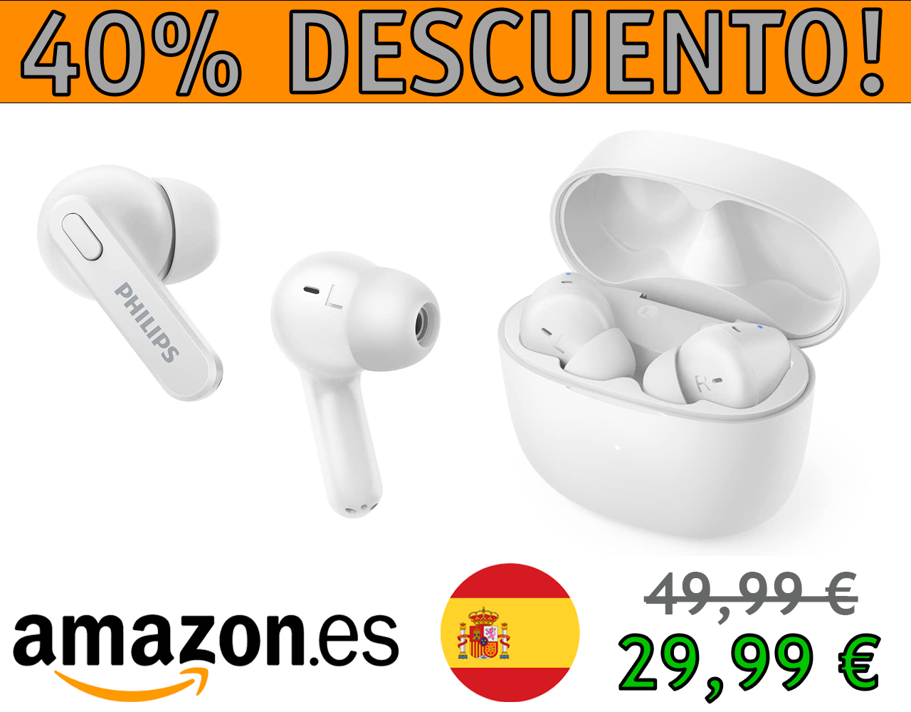 AURICULARES INALÁMBRICOS PHILIPS CON BLUETOOTH – 18H DE REPRODUCCIÓN
