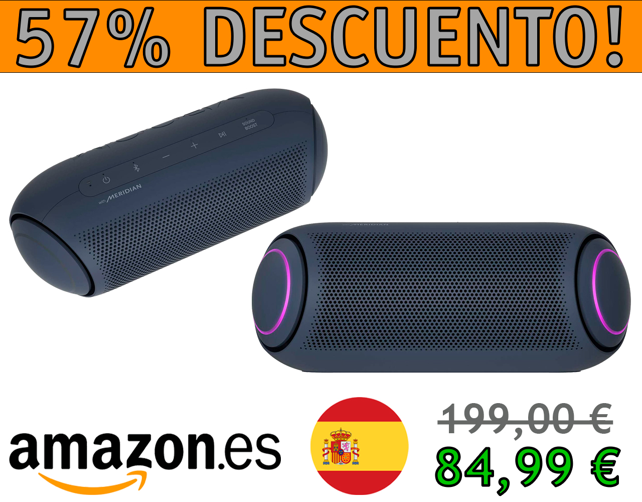 ALTAVOZ BLUETOOTH PORTÁTIL LG XBOOM GO PL7, 24 HORAS DE BATERÍA