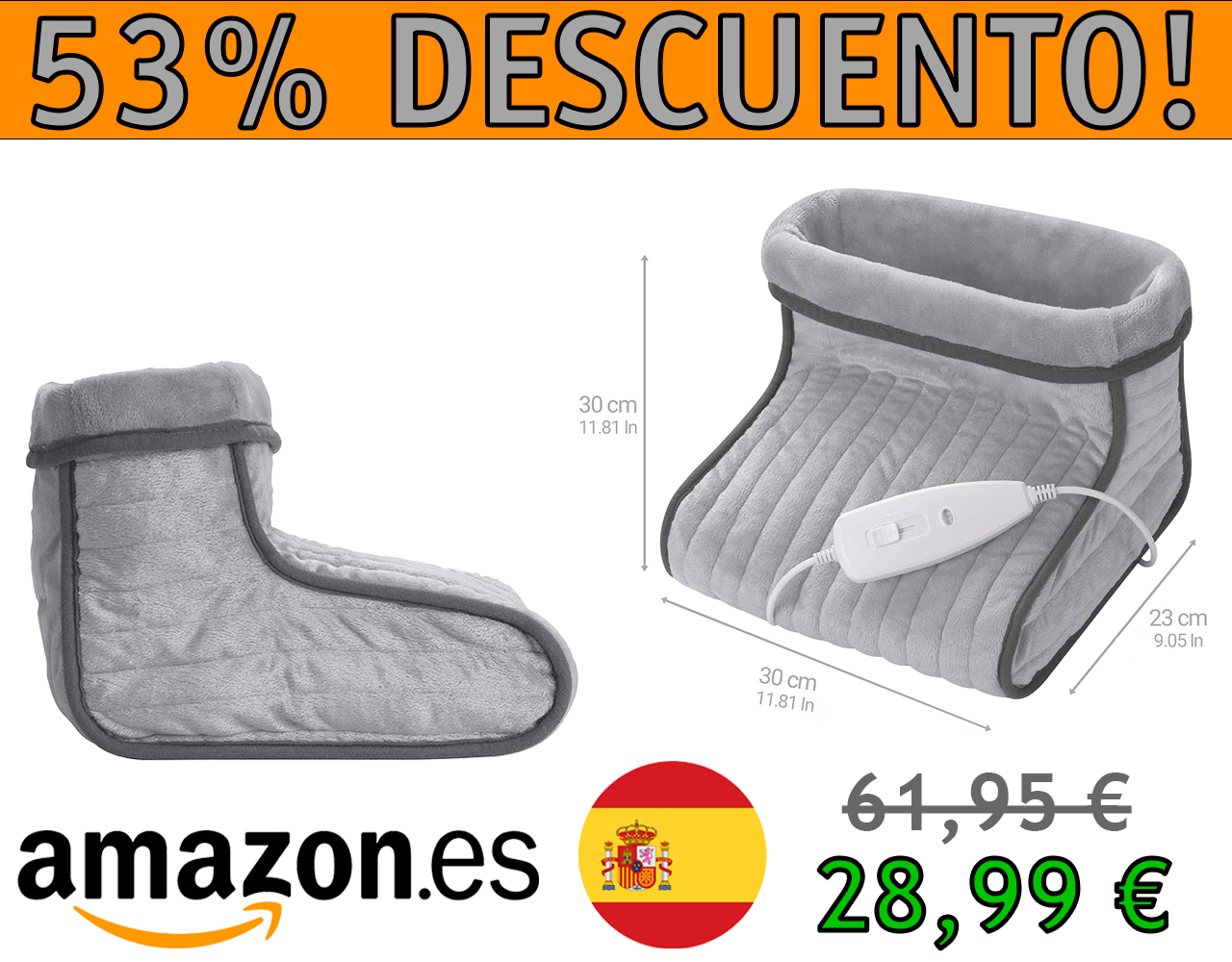 CALENTADOR DE PIES MEDISANA, TALLA HASTA NÚMERO 46