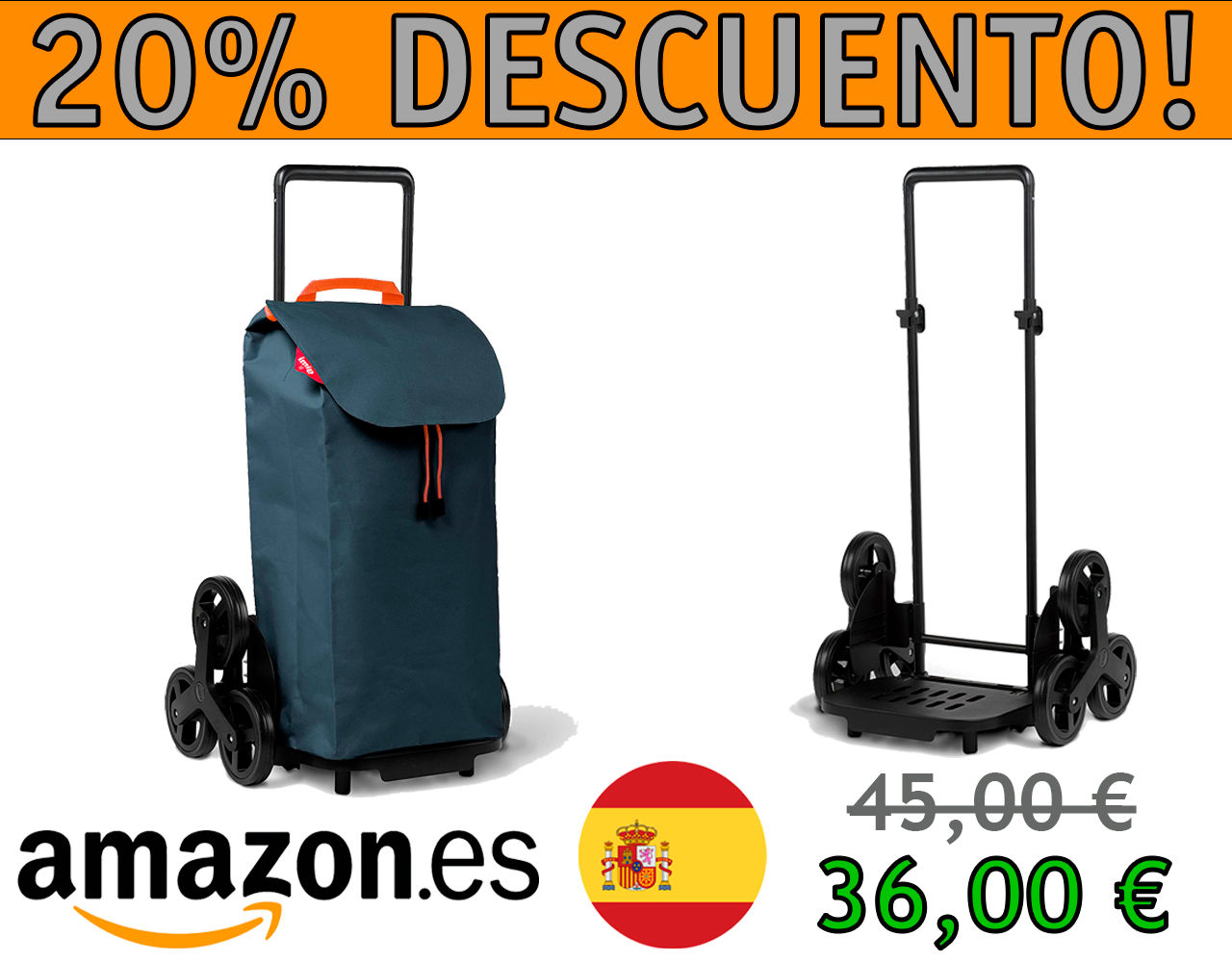 CARRO PARA COMPRAS DE 6 RUEDAS, 100% IMPERMEABLE, MARCA GIMI TRIS