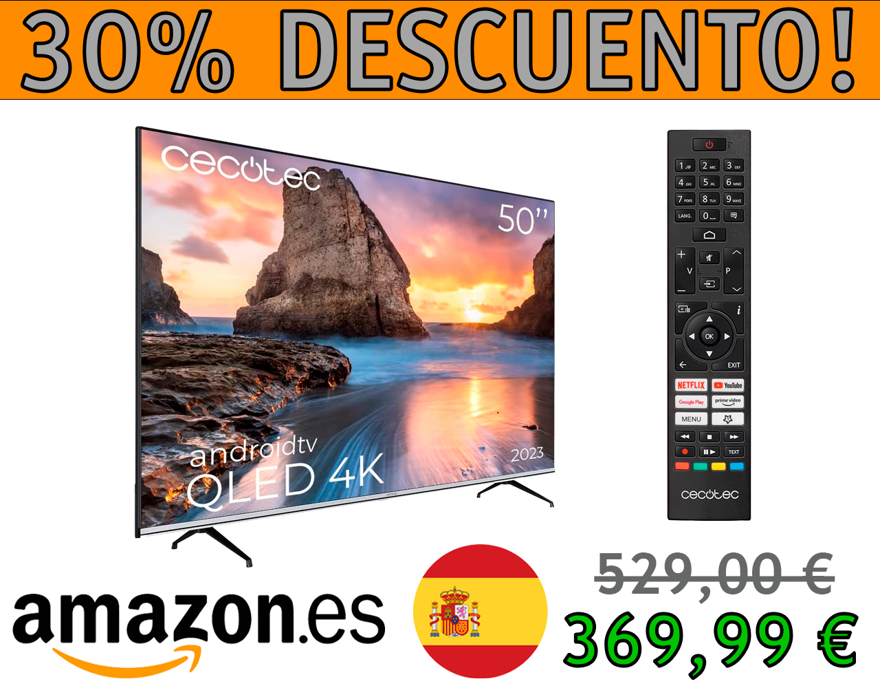 SMART TV DE 50″ CECOTEC V1 SERIES, QLED, RESOLUCIÓN 4K UHD