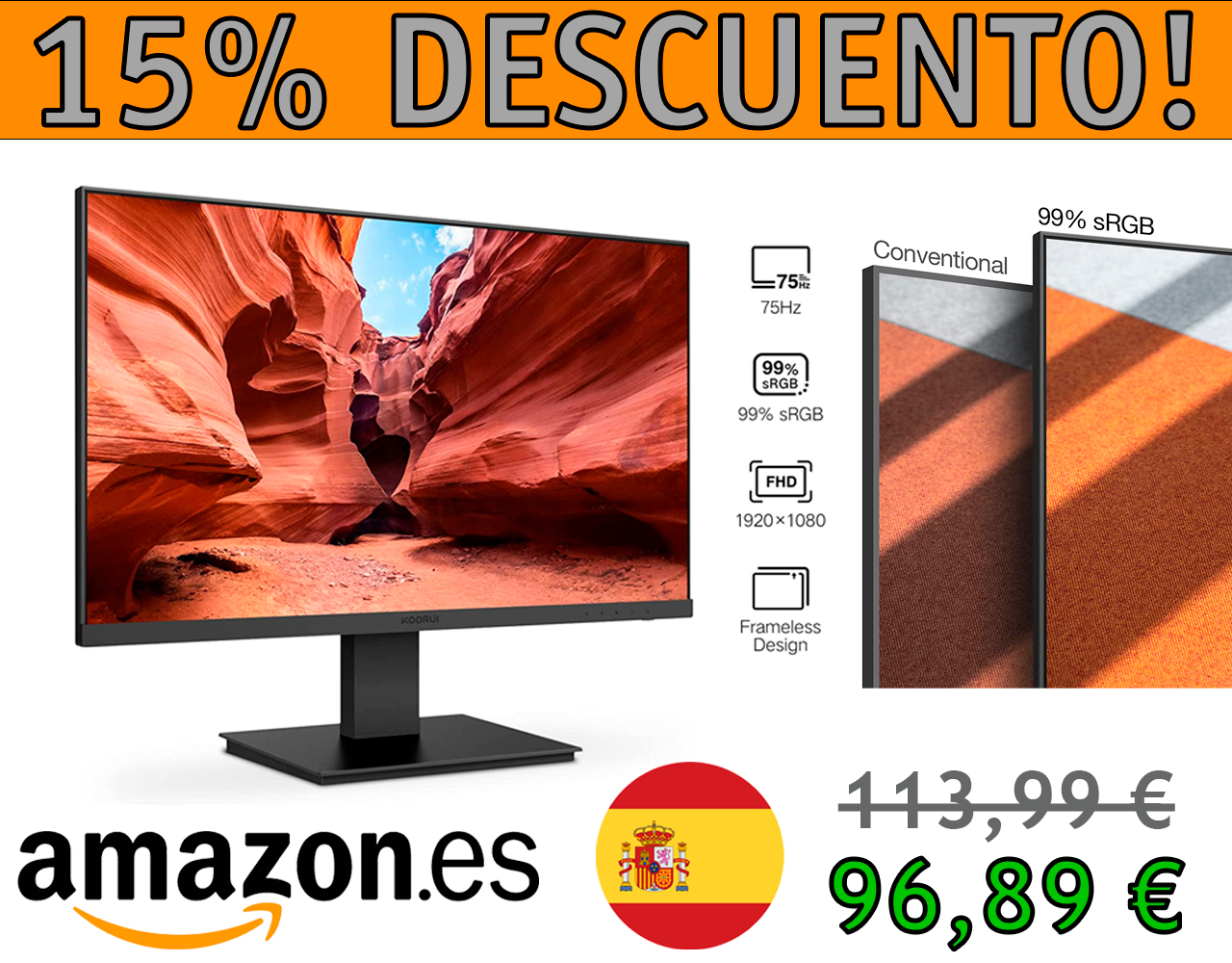 MONITOR KOORUI 23,8″ FULL HD 1080X1920 75HZ ADAPTIVE-FREESYNC