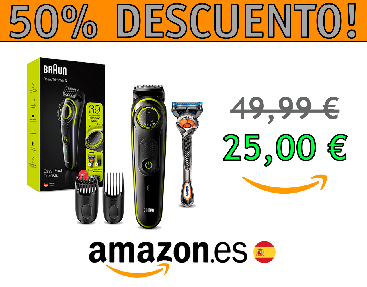MAQUINA DE AFEITAR BARBA BRAUN BT3241 PARA HOMBRE