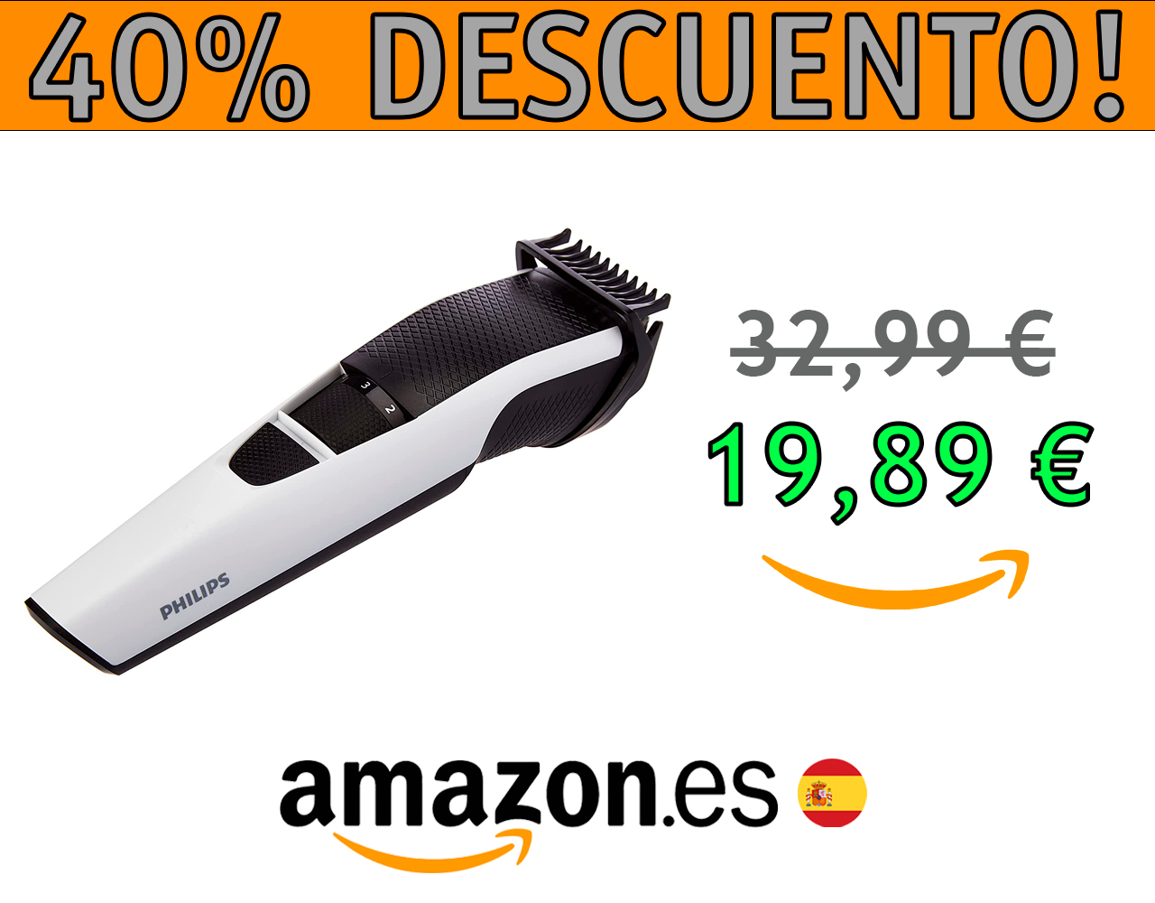 MAQUINA RECORTA BARBA PHILIPS BT3206/14, 10 POSICIONES