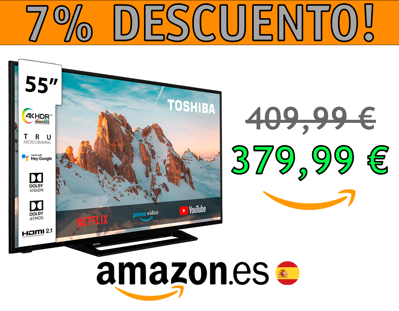 SMART TV 55″ TOSHIBA 55UK3163DG  ULTRAHD, ALEXA INTEGRADO