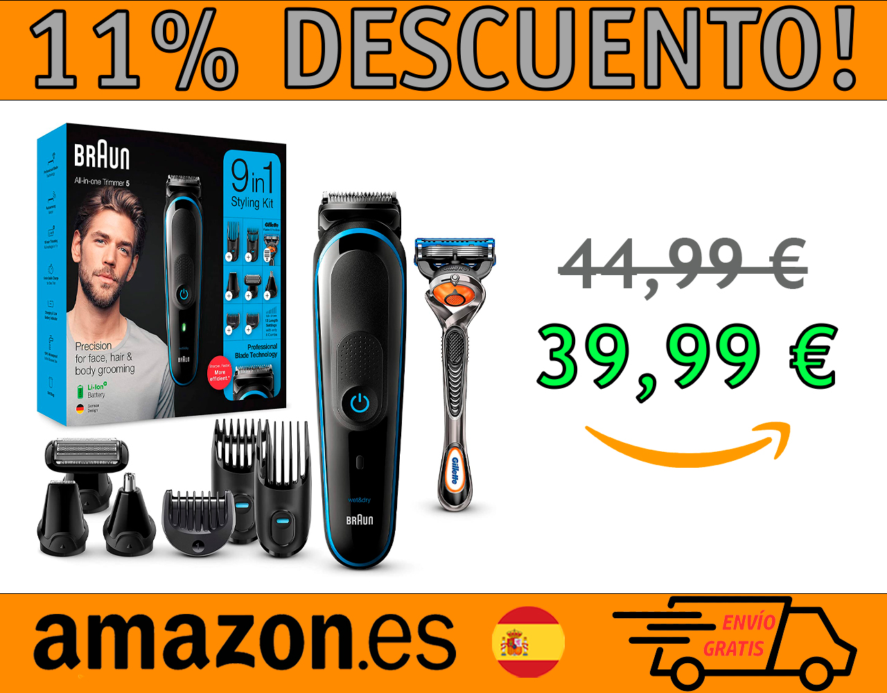 RECORTADORA DE BARBA 9 EN 1 BRAUN MGK5280