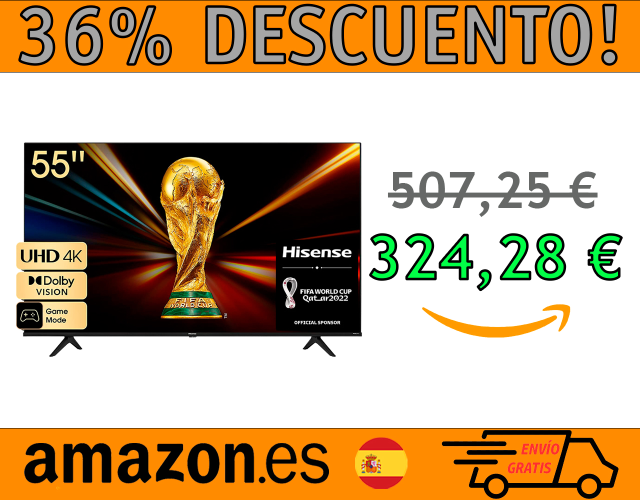 SMART TV HISENSE 55A6EG (55 PULGADAS) 2022 SERIES