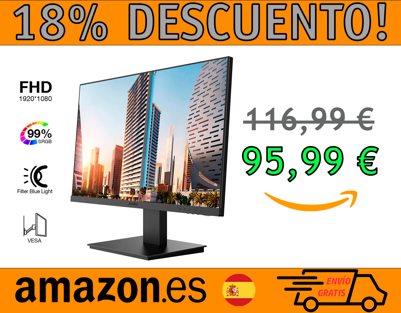 MONITOR DE ORDENADOR KOORUI DE 24″ IPS FHD 1080P