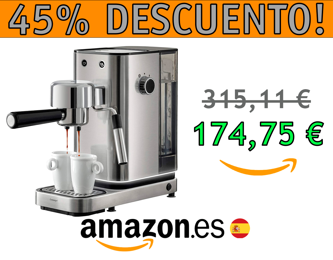 CAFETERA EXPRESSO MAKER LUMERO, PRESIÓN 15 BARES