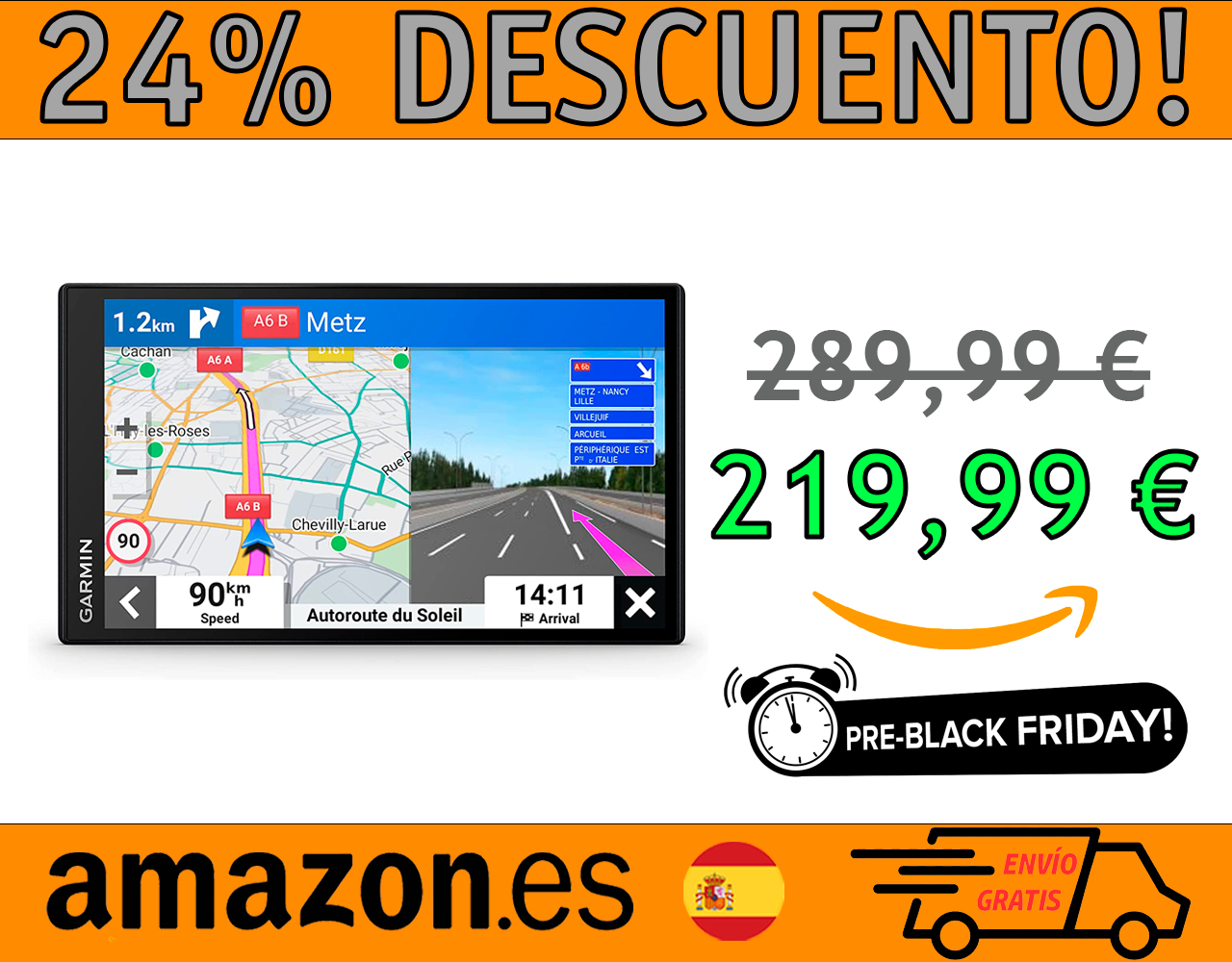 NAVEGADOR GPS GARMIN DRIVESMART 76 EU MT-D, PARA COCHE DE 7″