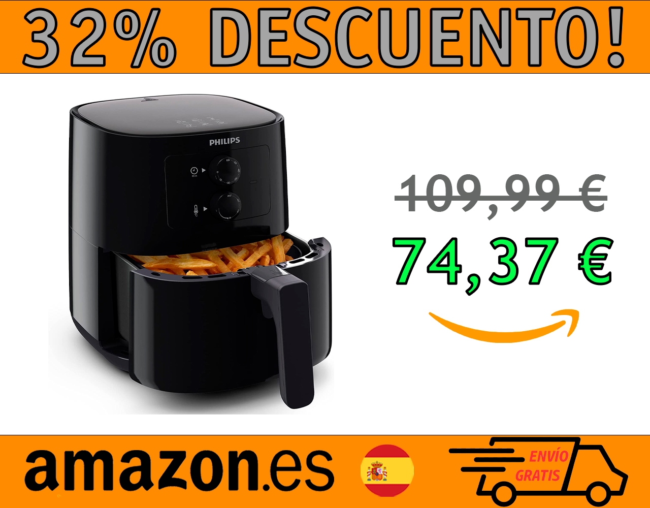 FREIDORA SIN ACEITE AIRFRYER PHILIPS ESSENTIAL 4,1 L
