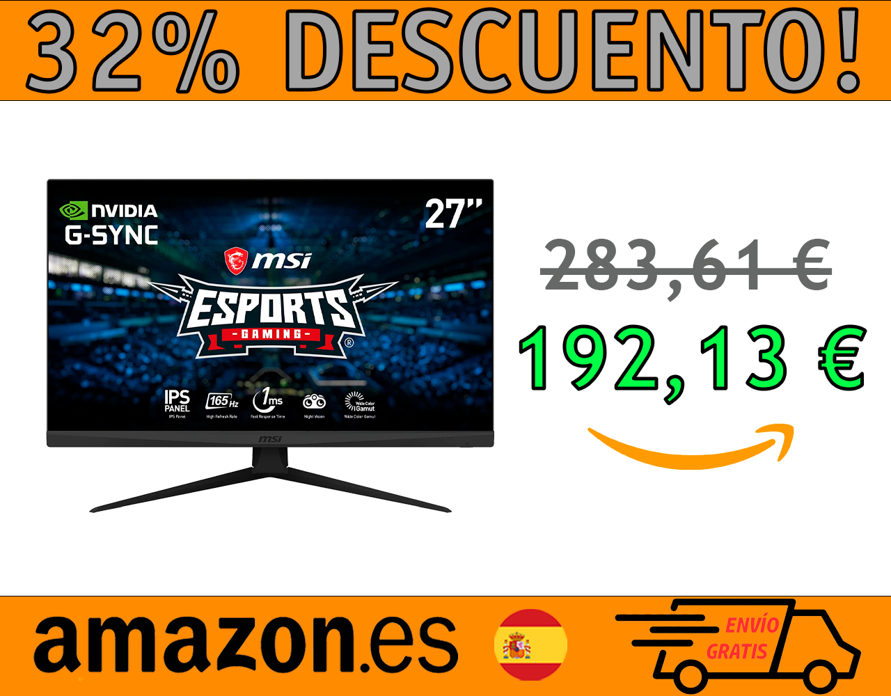 MONITOR GAMING PLANO 27″ MSI OPTIX G273 IPS 1920X1080 (FHD)