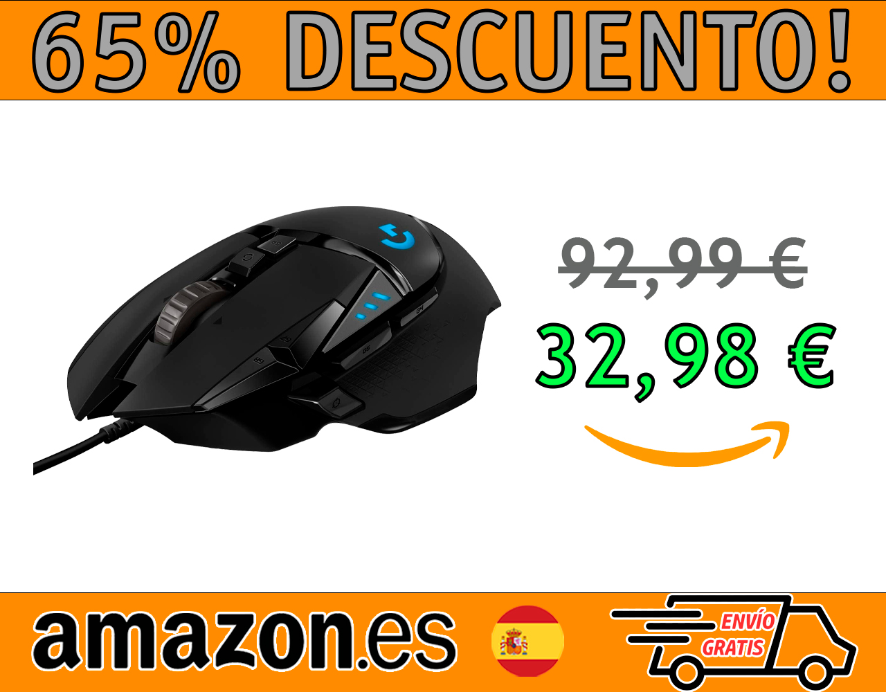 RATÓN GAMING CON CABLE LOGITECH G502 HERO 25,600 DPI