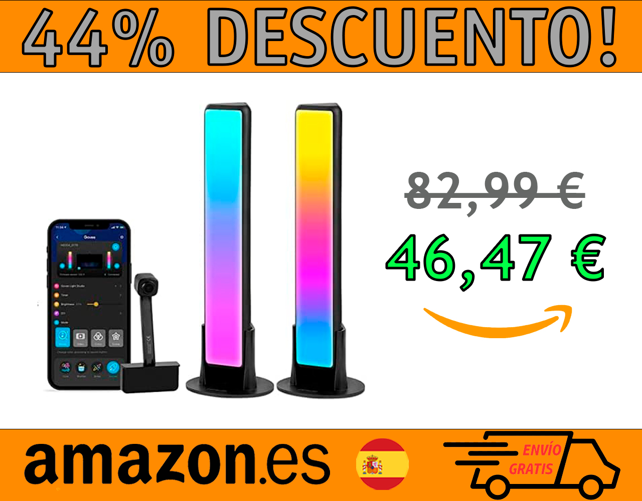 BARRAS DE LUCES CON CÁMARA GOVEE, FUNCIONA CON ALEXA Y GOOGLE ASSISTANT