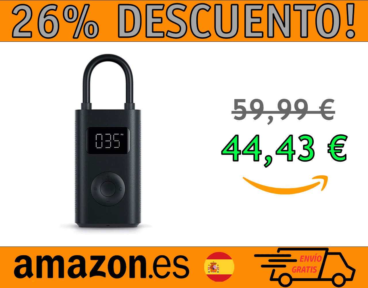 BOMBA DE AIRE PORTÁTIL XIAOMI MIJIA 1S CON LED INDICADOR