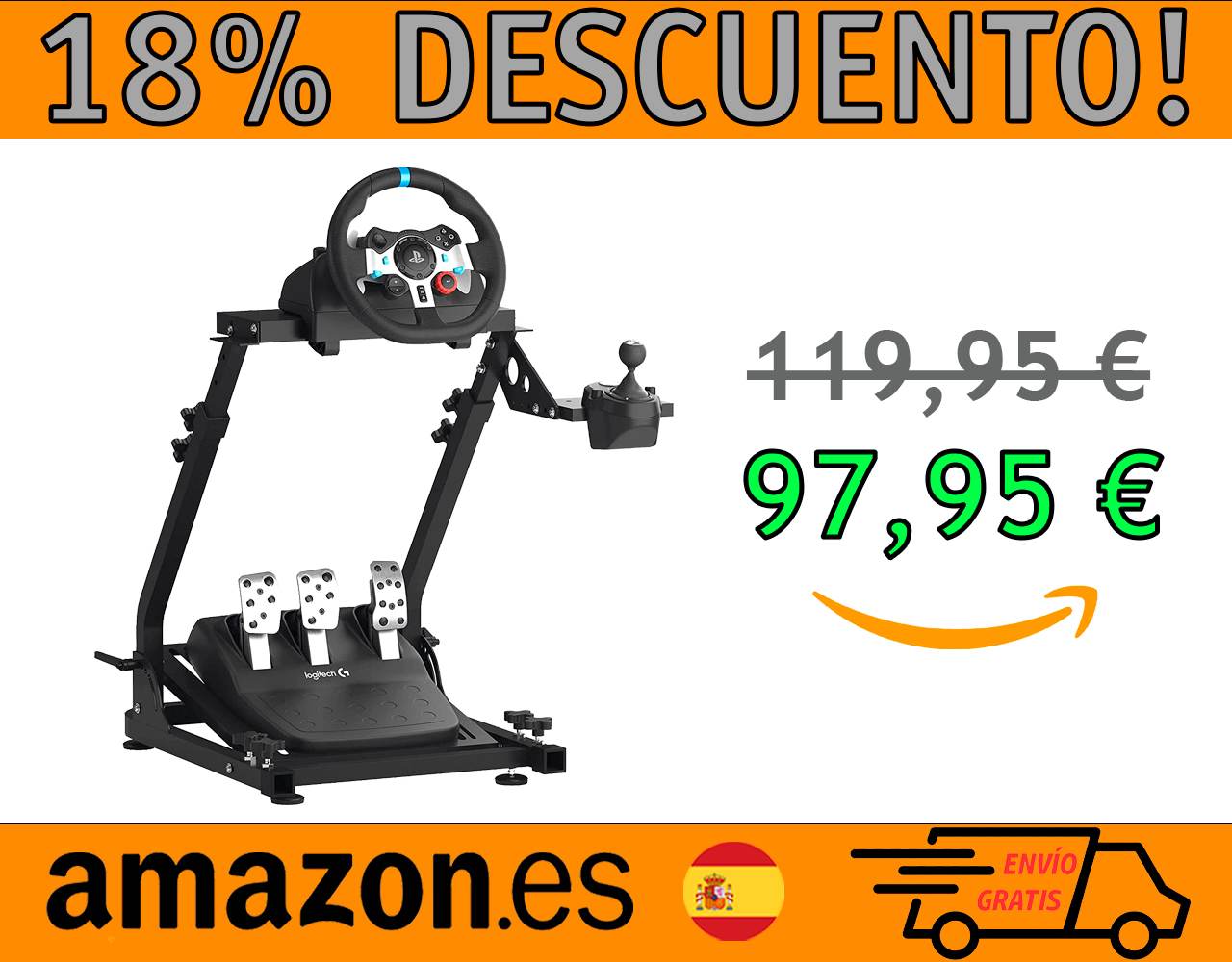 SOPORTE VOLANTE GT OMEGA, COMPATIBLE CON LOGITECH G29 G920 G923 FORCE FEEDBACK