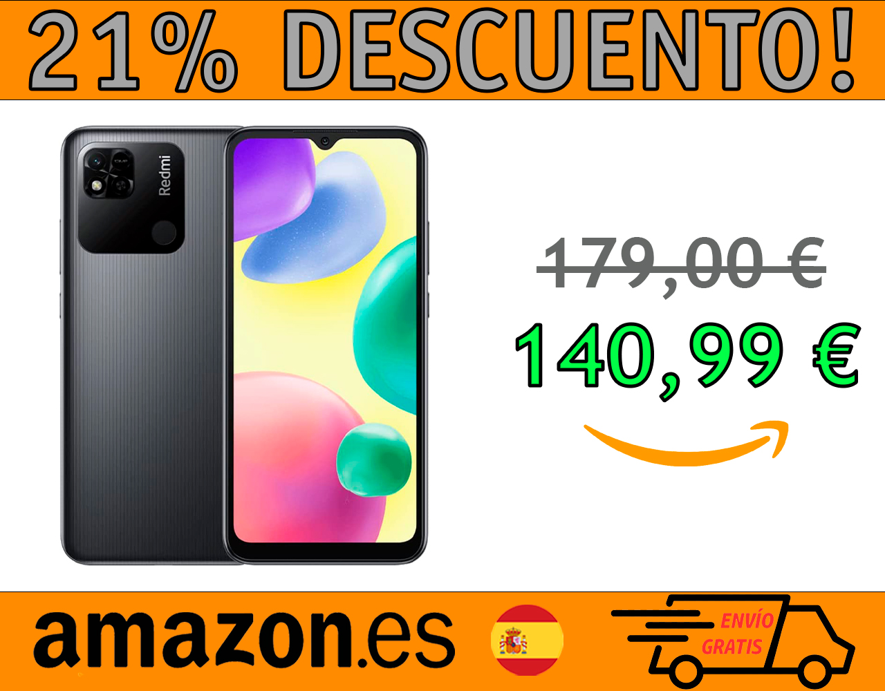 SMARTPHONE XIAOMI REDMI 10A 4+128 GB, PANTALLA DOT DROP DE 6,53″