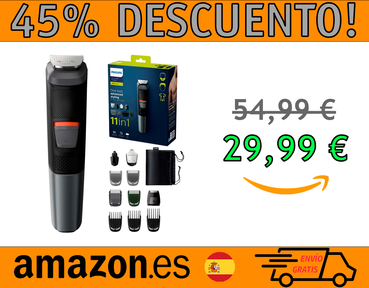 AFEITADORA DE BARBA Y CABELLO PHILIPS MULTIGROOM SERIES