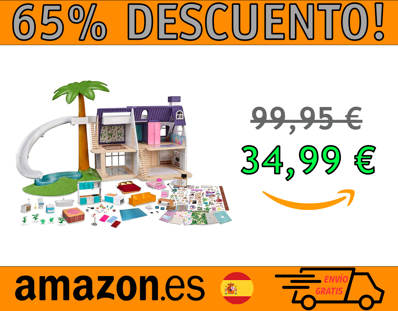 CASITA DE MUÑECAS AMUEBLADA PARA NIÑOS Y NIÑAS DE 3 A 8 AÑOS MYMY CITY PALMHOUSE.