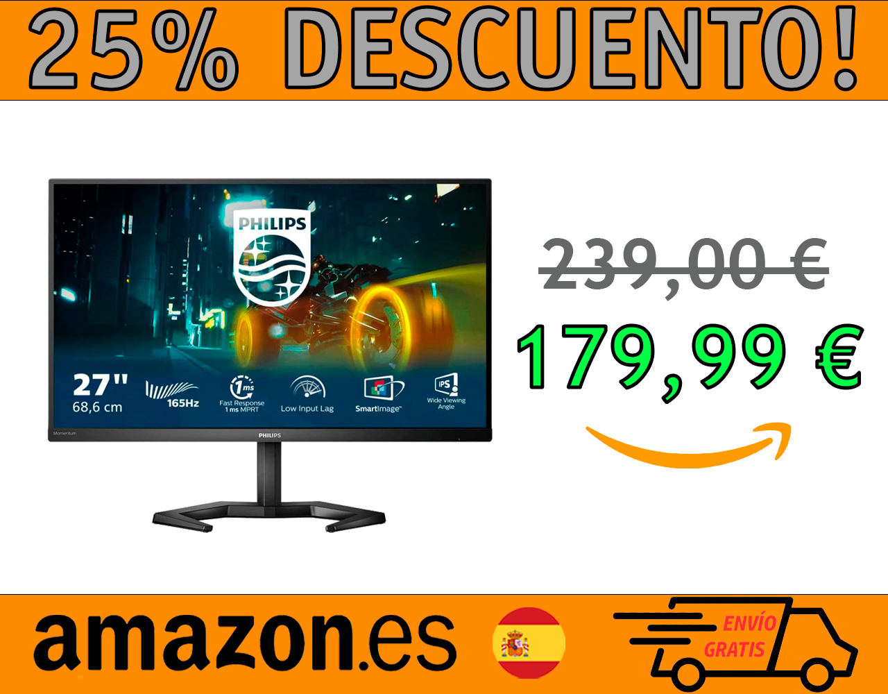 MONITOR GAMING PHILIPS 27M1N3200VS 27 PULGADAS