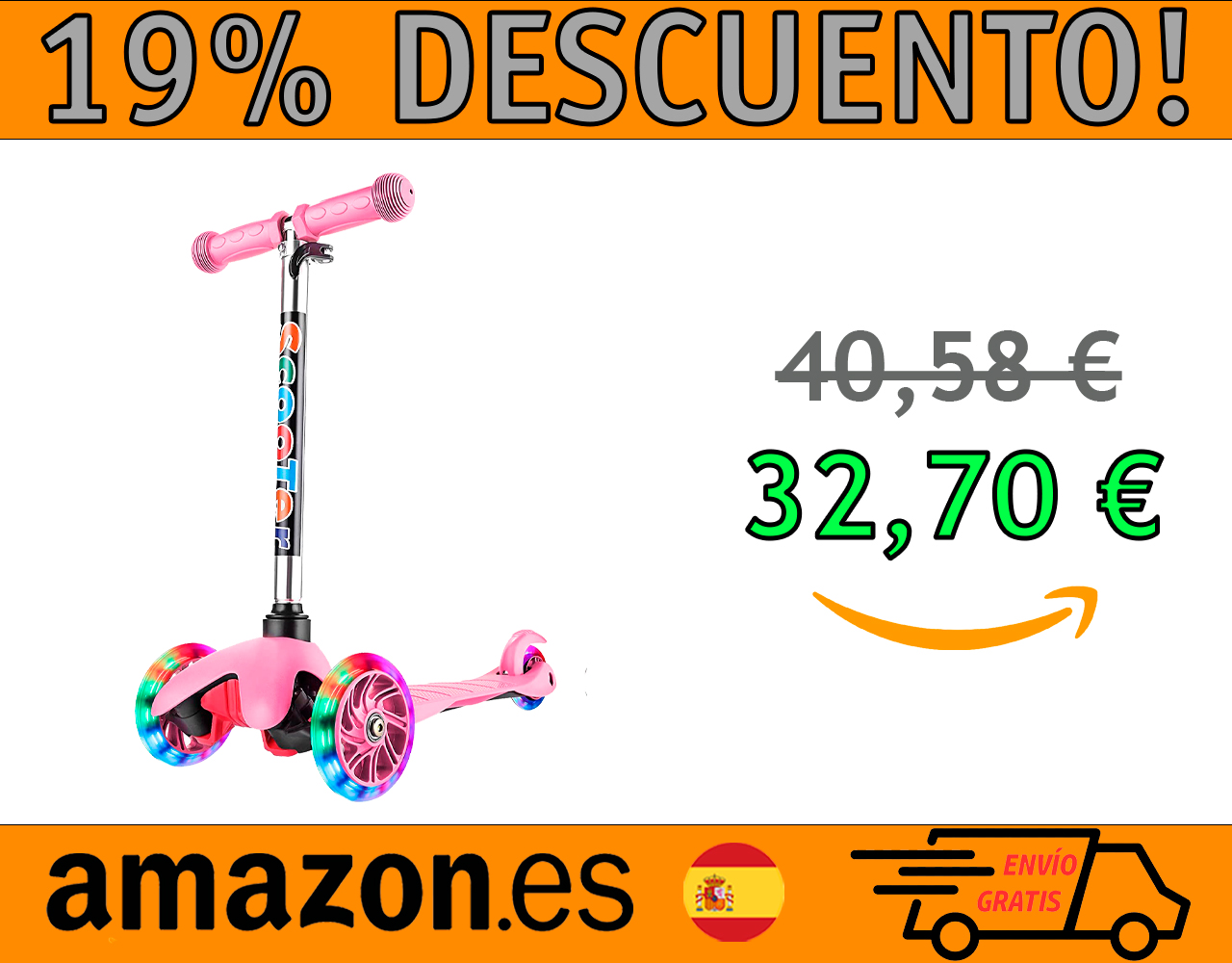 PATINETE INFANTIL DE 3 RUEDAS WESKATE PARA NIÑOS DE 4 A 8 AÑOS