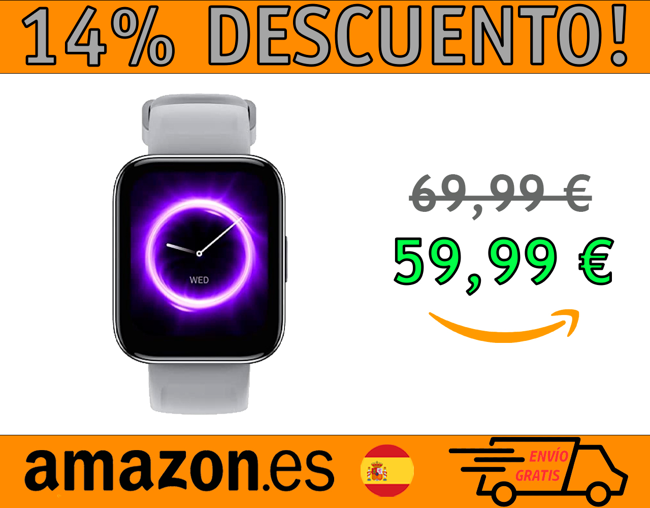 SMARTWATCH REALME  3, PANTALLA SUPERGRANDE Y BRILLANTE DE 1.8″