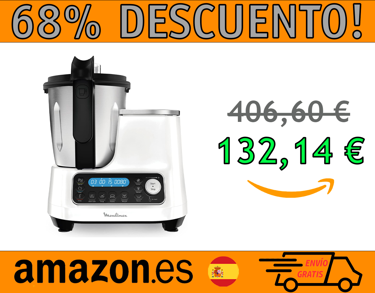ROBOT DE COCINA MULTIFUNCIÓN MOULINEX CLICKCHEF HF4SPRBL, 3.6 L
