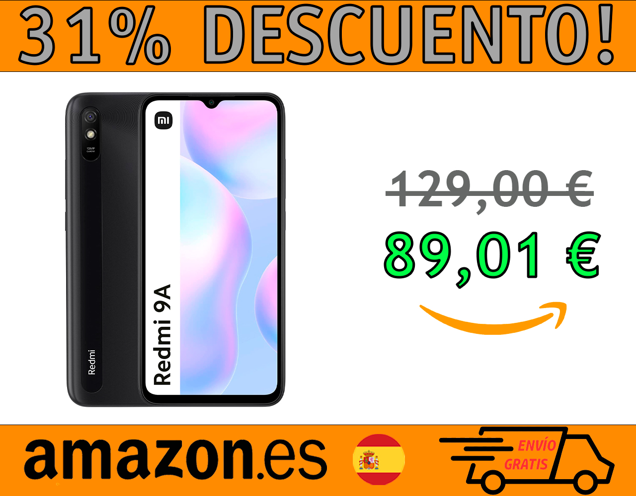 SMARTPHONE XIAOMI REDMI 9A DE 2GB+32GB, PANTALLA DE 6,53