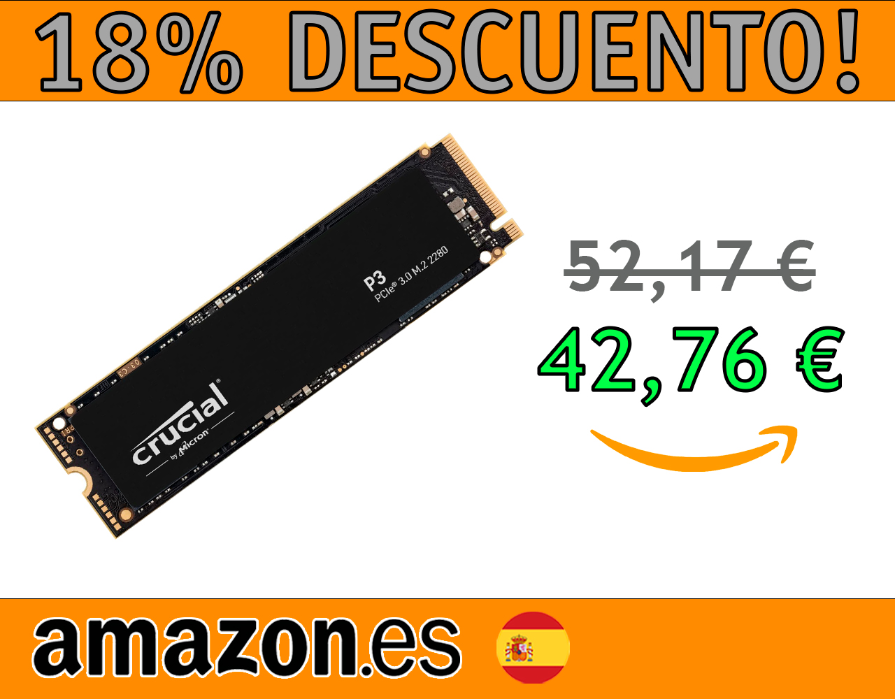 DISCO ESTADO SOLIDO (SSD) M.2 CRUCIAL P3 500GB PCIE 3.0