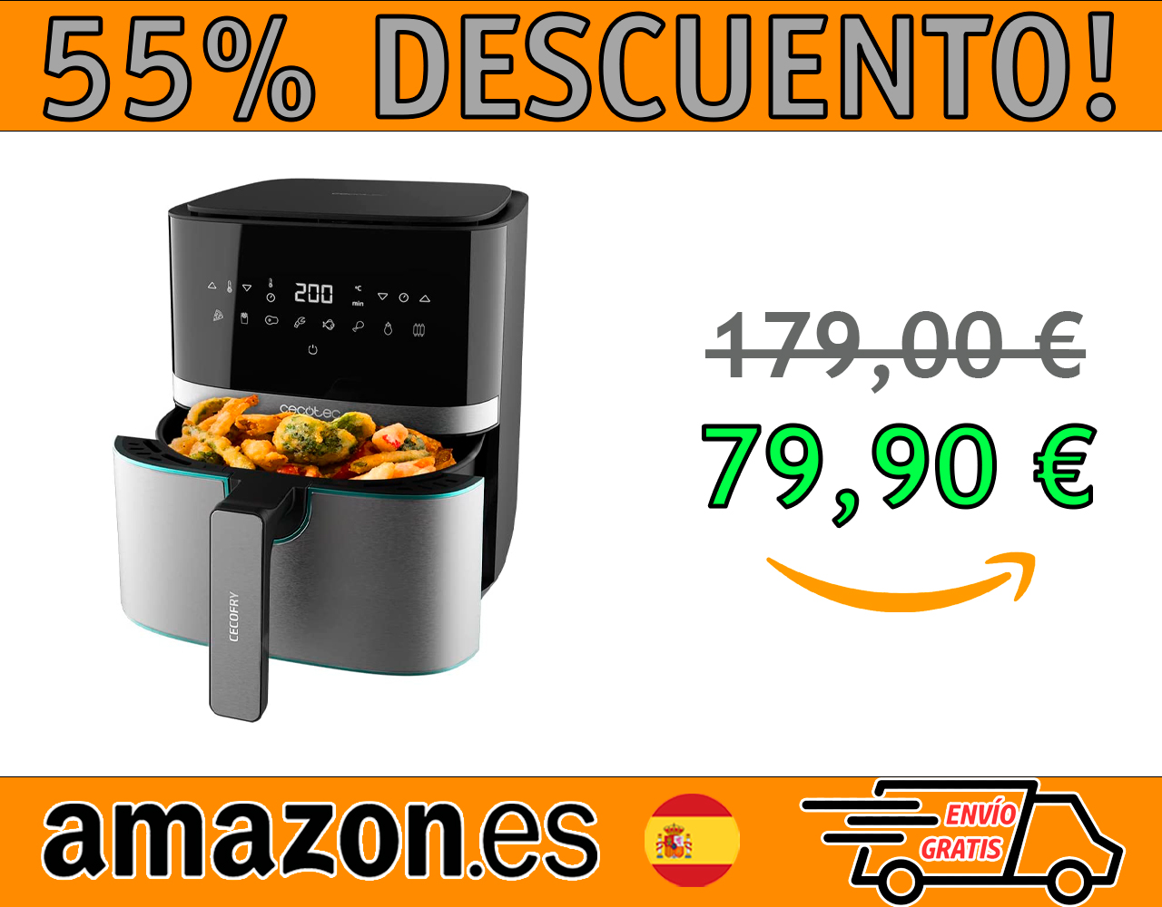 FREIDORA SIN ACEITE DE 5,5 L CECOFRY FULL INOX 5500 PRO