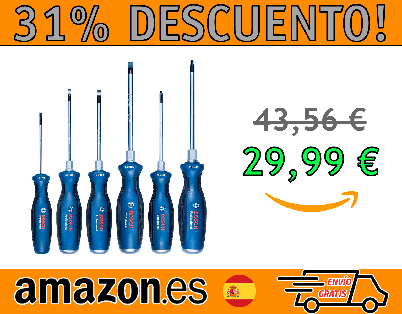 SET DE 6 DESTORNILLADORES BOSCH PROFESSIONAL