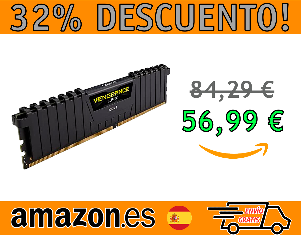 MEMORIA CORSAIR VENGEANCE LPX 16GB, 2X8GB, DDR4 3200MHZ CL 16