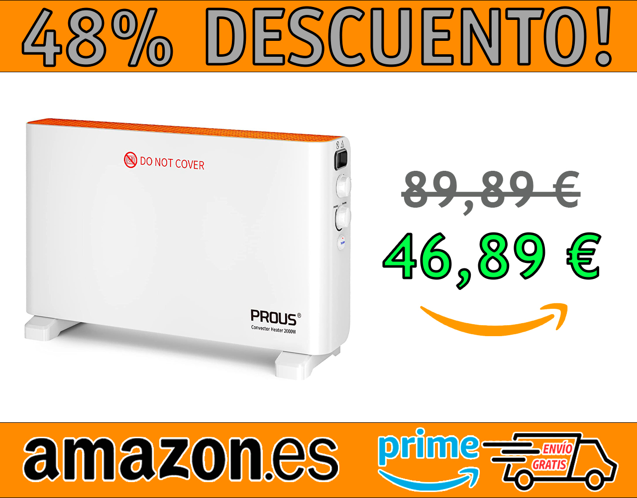 RADIADOR ELÉCTRICO BAJO CONSUMO PROUS CONVECTOR 1000W/2000W