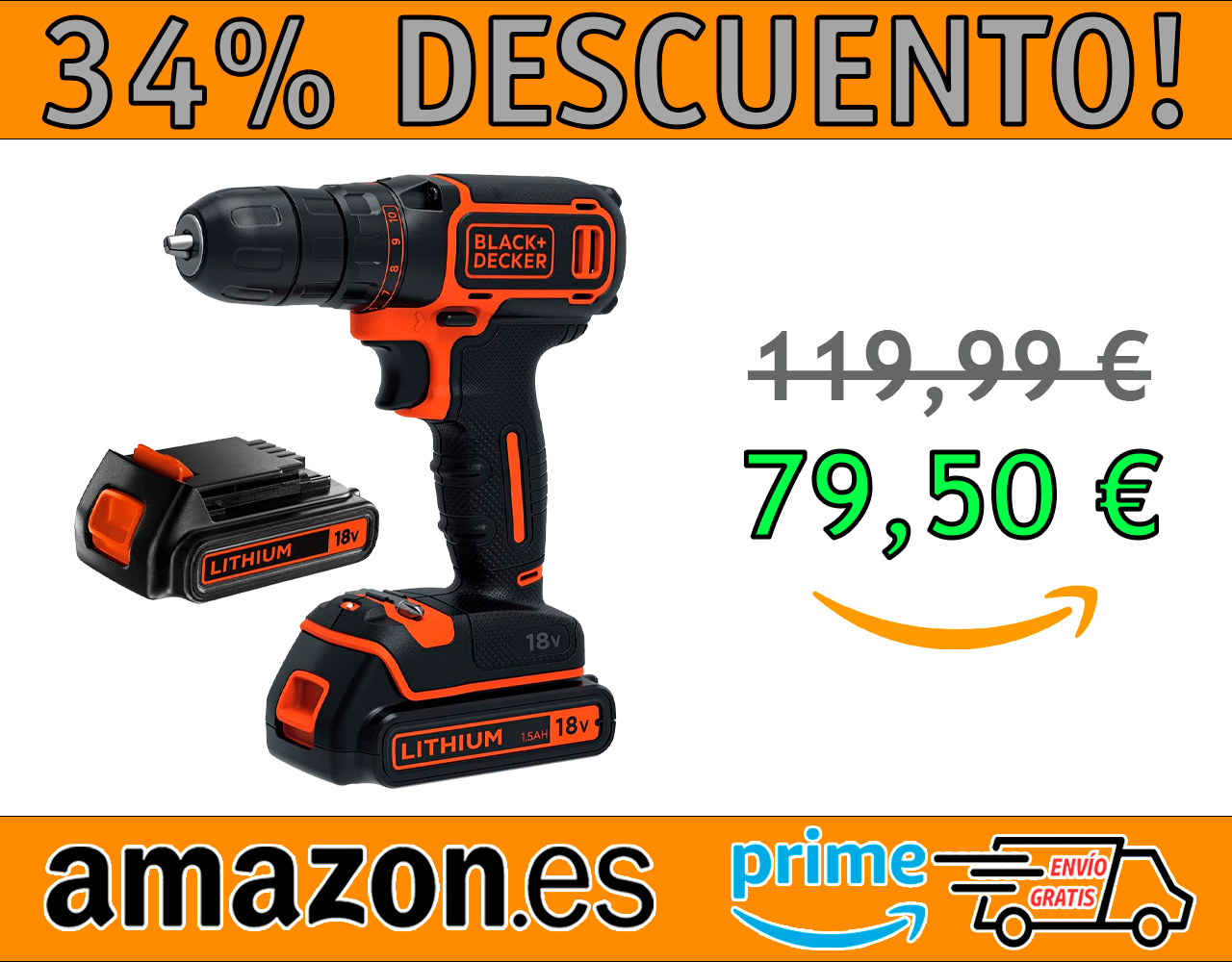 TALADRO BLACK+DECKER 18 V CON 2 BATERÍAS 1,5AH