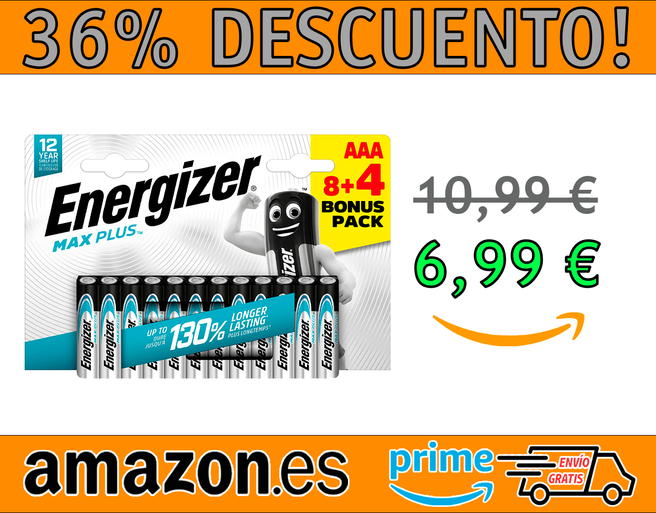 PACK DE 8+4 PILAS ALCALINAS AAA ENERGIZER MAX PLUS