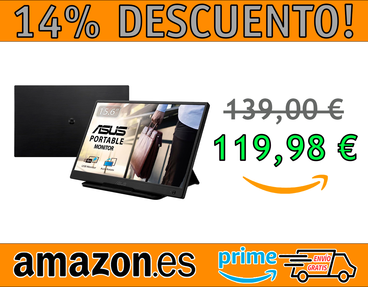 MONITOR PORTÁTIL USB ASUS ZENSCREEN MB165B, 15,6″