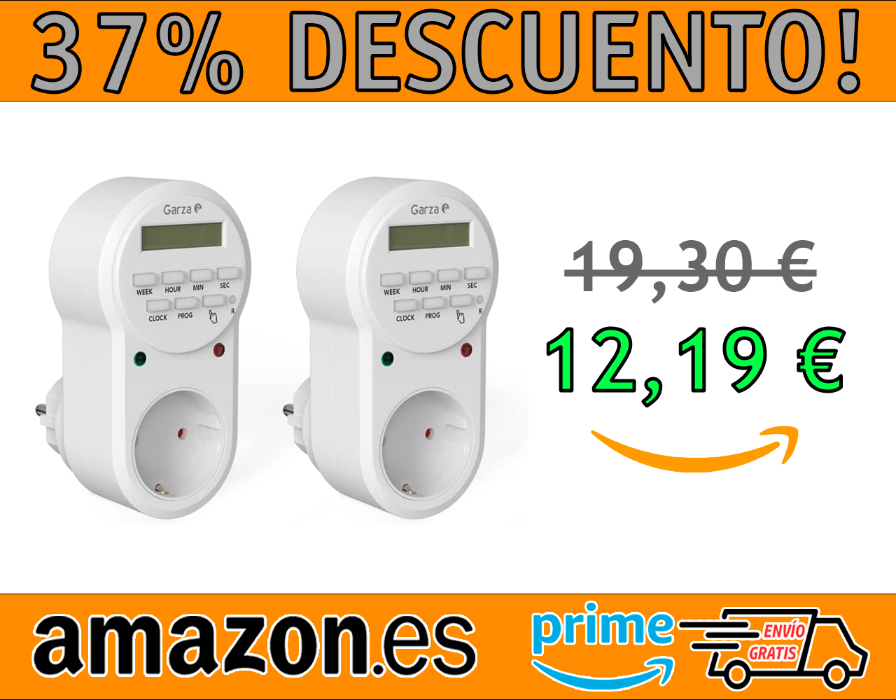 PACK 2 ENCHUFE TEMPORIZADOR PROGRAMADOR DIGITAL GARZA