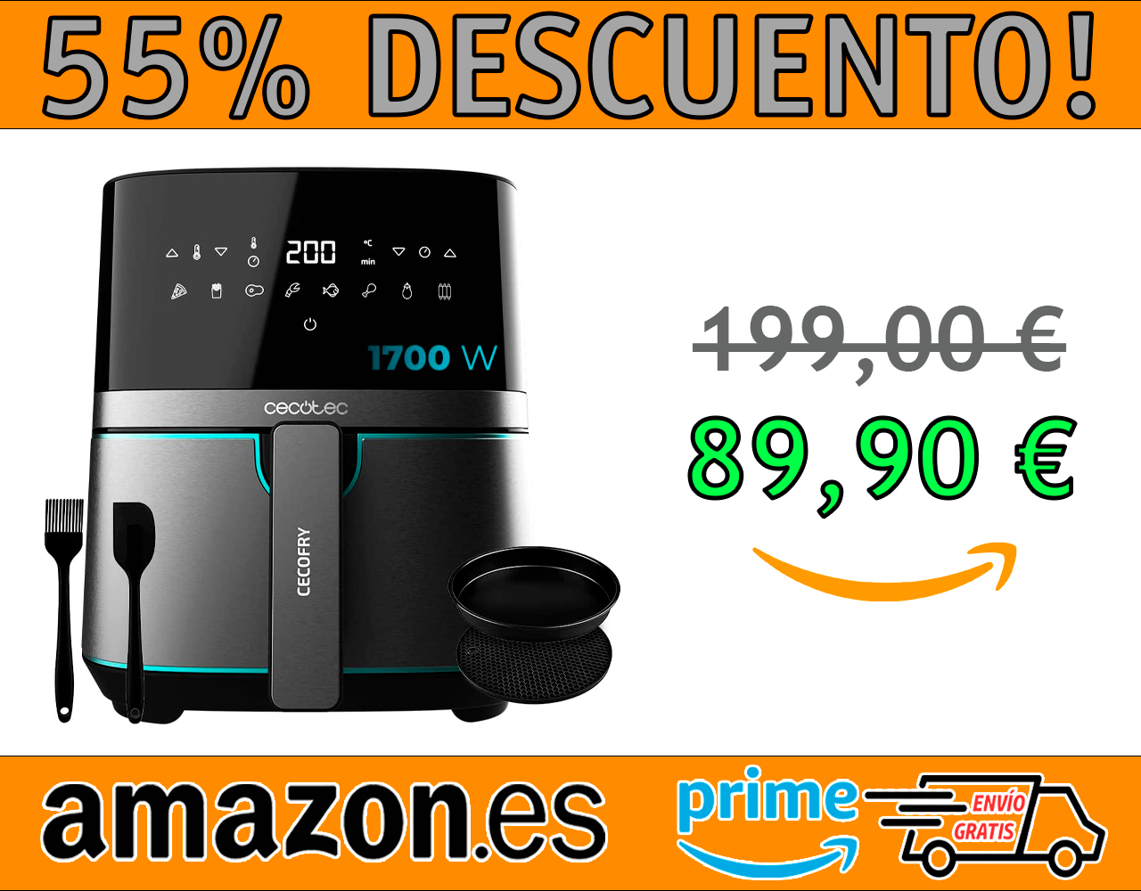 FREIDORA SIN ACEITE DE 5,5L CECOTEC FULL INOXBLACK 5500 PRO