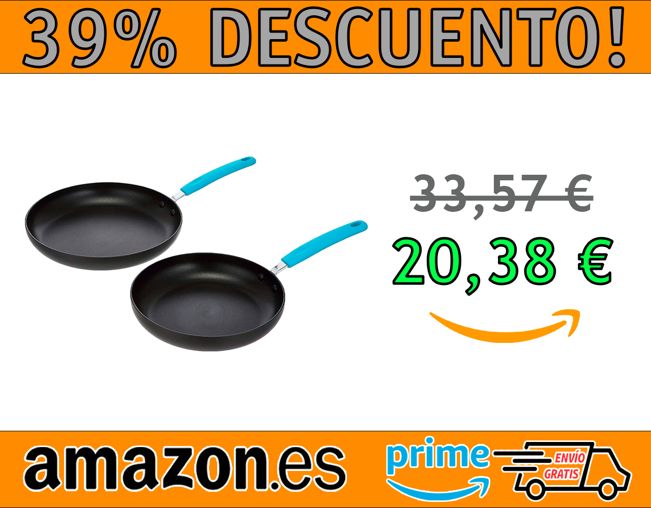 JUEGO DE 2 SARTENES ANTIADHERENTES AMAZON BASICS