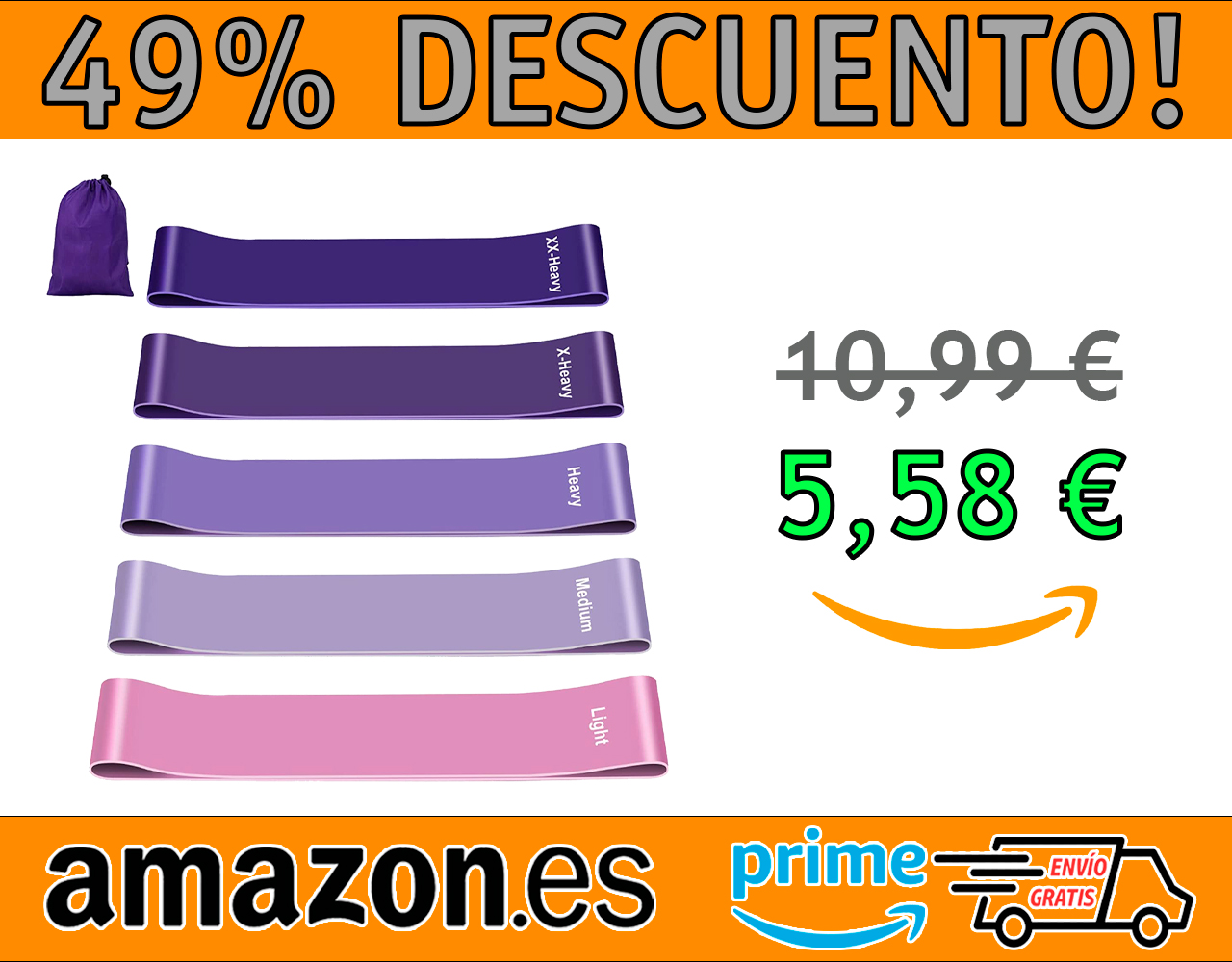 BANDAS ELASTICAS DE MUSCULACION SET DE 5 UNIDADES