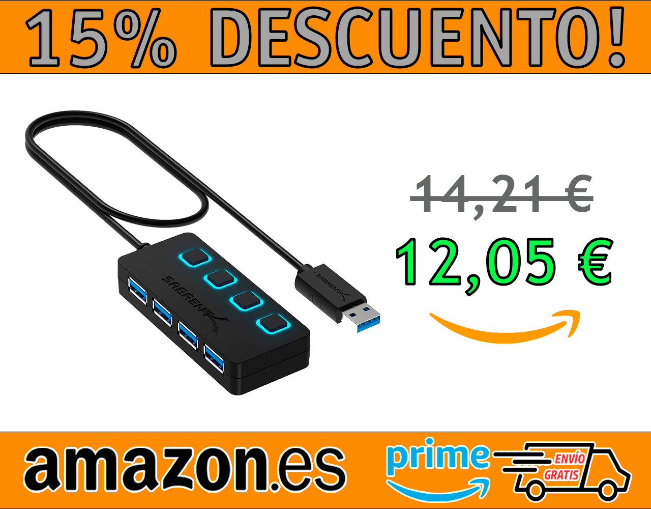 HUB USB 4 PUERTOS CON INTERRUPTORES SABRENT