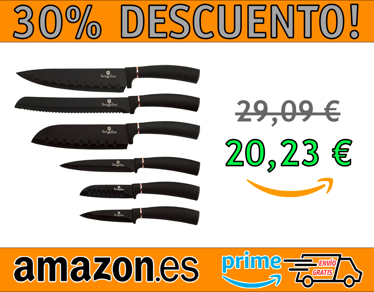 JUEGO 6 CUCHILLOS BERLINGER HAUS BLACK ROSE