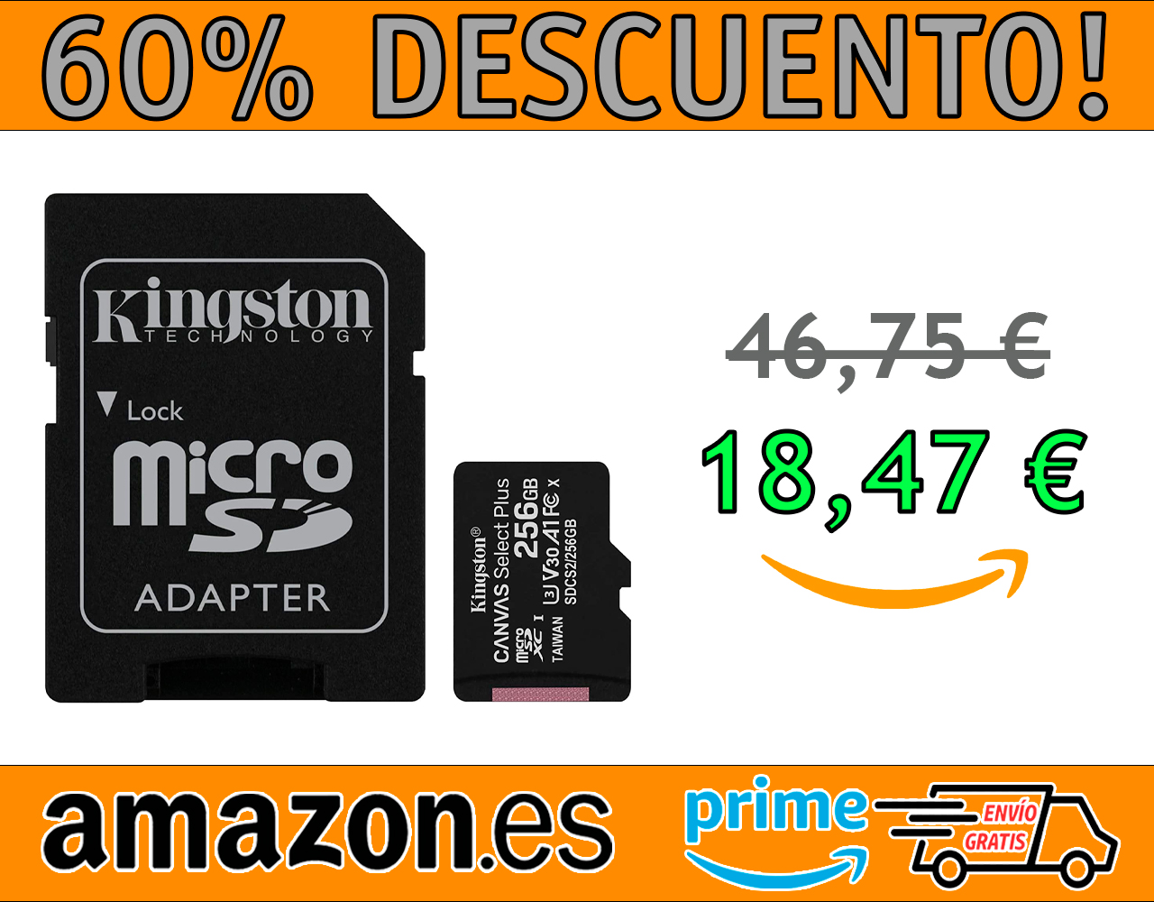TARJETA MICROSD KINGSTON CANVAS SELECT PLUS 256GB,