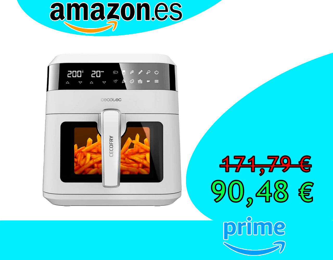 FREIDORA DE AIRE SIN ACEITE 6L CECOTEC WINDOW 6000
