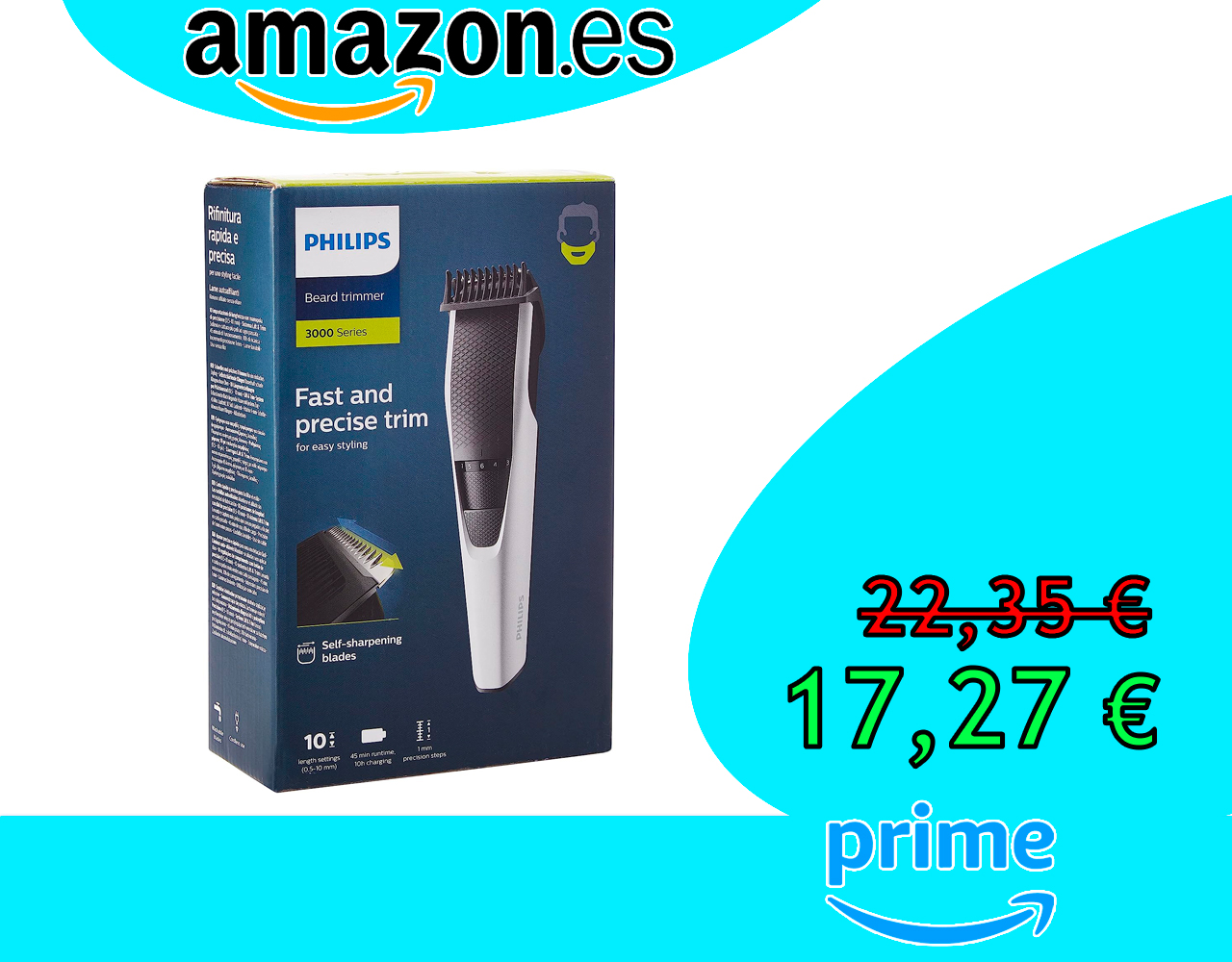 RECORTADORA DE BARBA PHILIPS BEARDTRIMMER SERIE 300