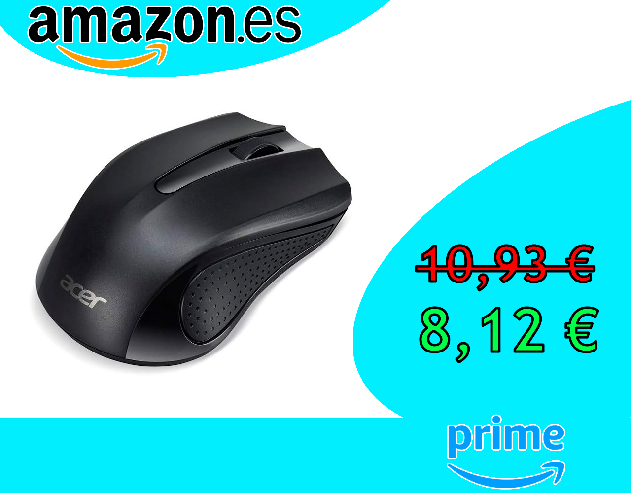 RATÓN ÓPTICO INÁLAMBRICO ACER 2.4G.