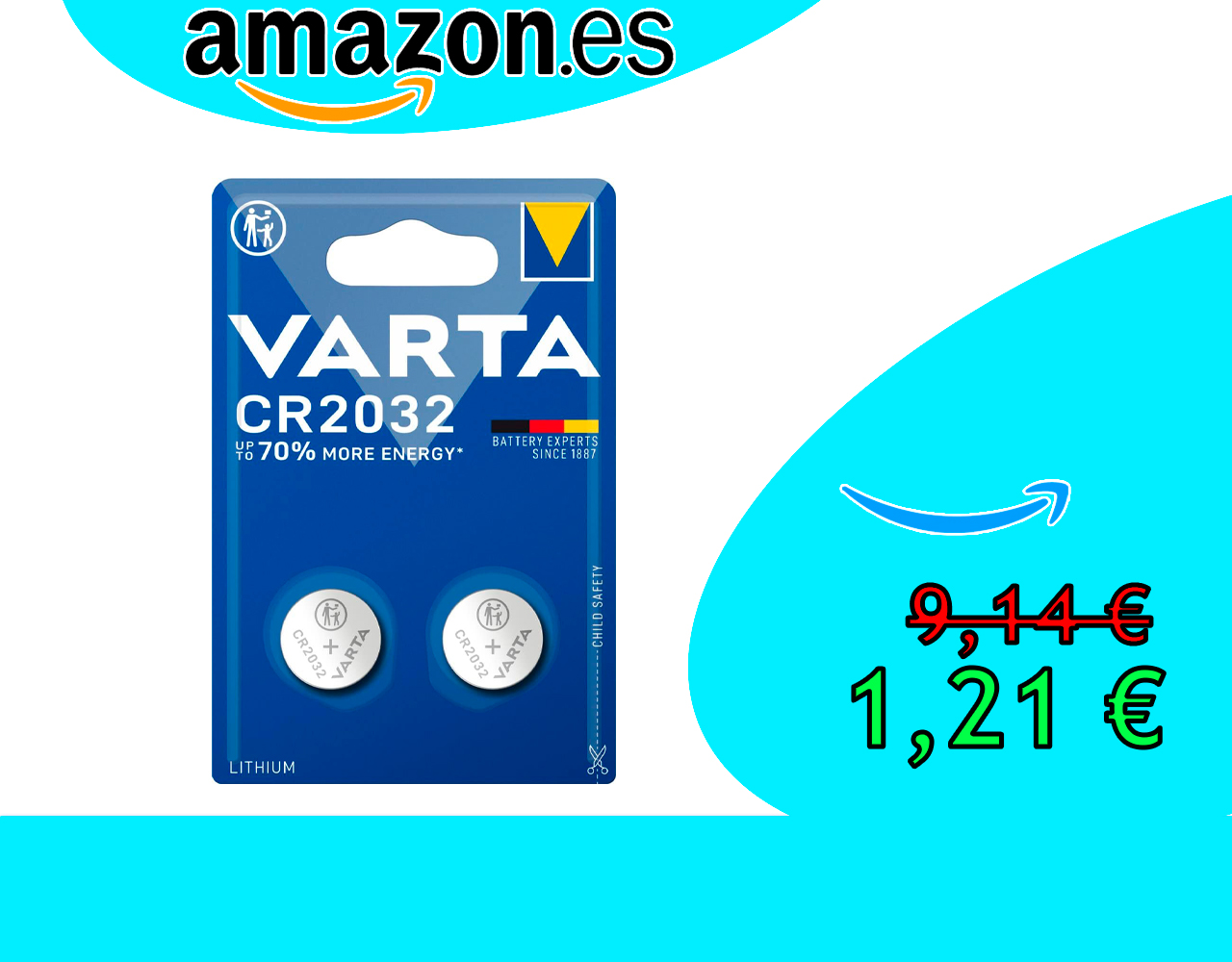 PILA DE LITIO DE 3V VARTA ELECTRONICS CR2032
