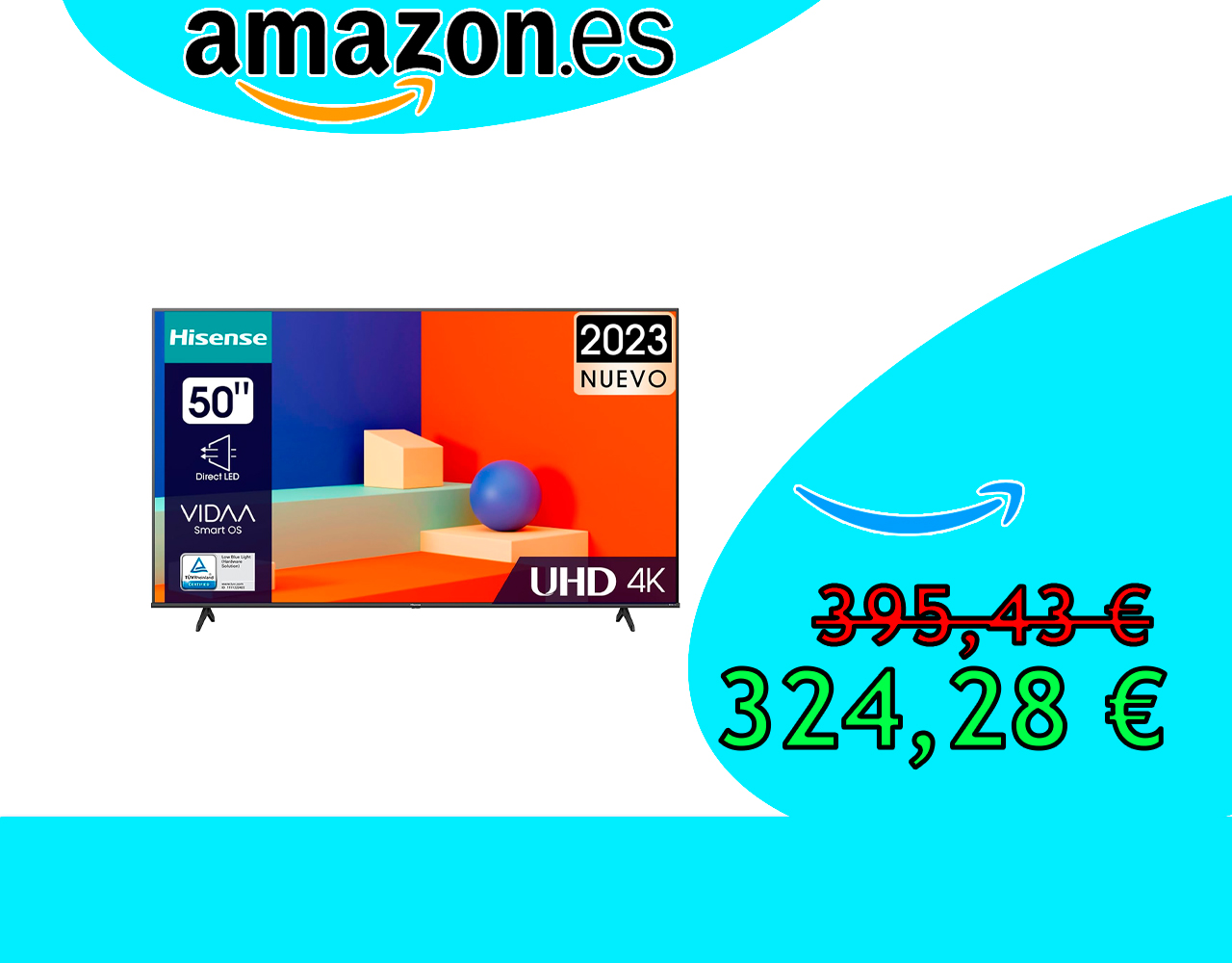 SMART TV HISENSE 50A6K UHD 4K VIDAA 50 PULGADAS