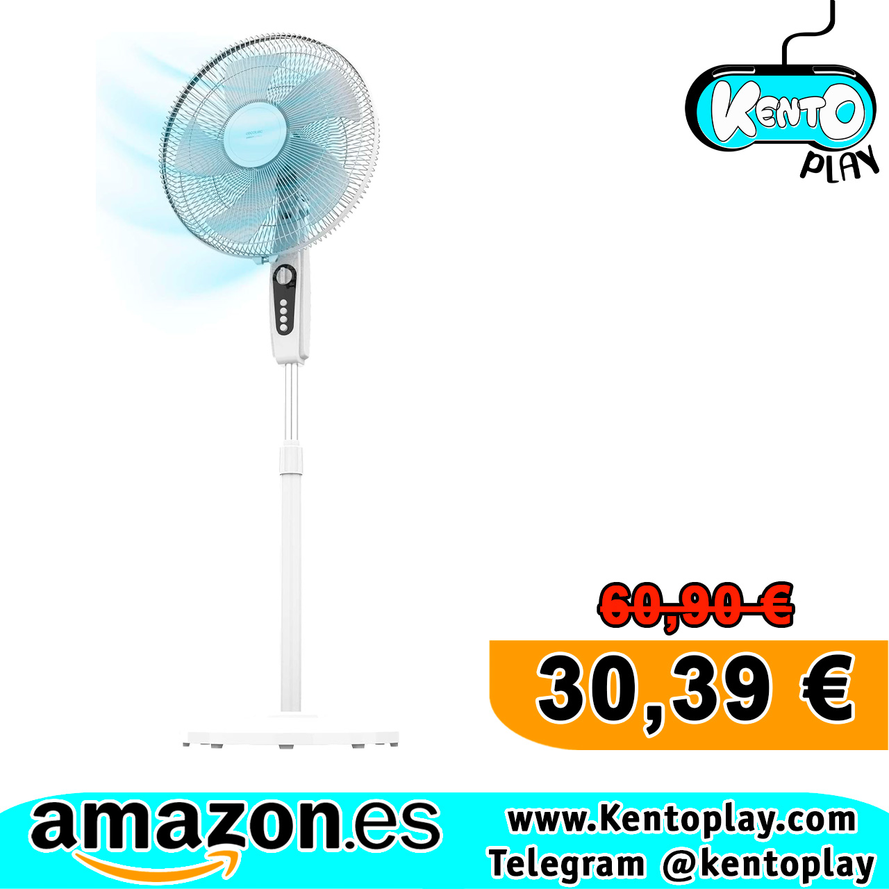 Ventilador Cecotec De Pie Con Altura Regulable 45W, 5 Aspas,  3 Velocidades.